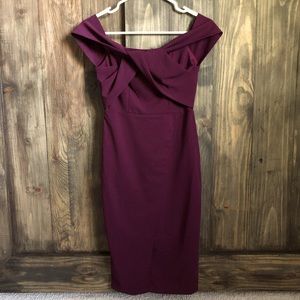 LULU’S Plum Twist Front Off-the-Shoulder Dress